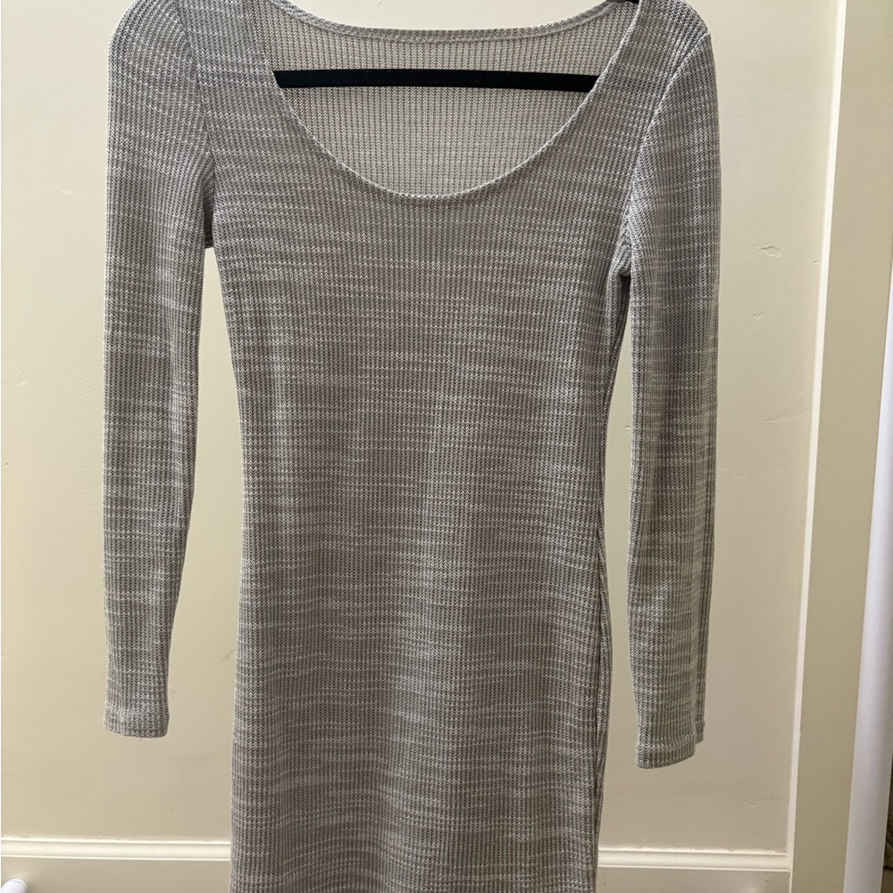 Gray Long Sleeve Knit Dress